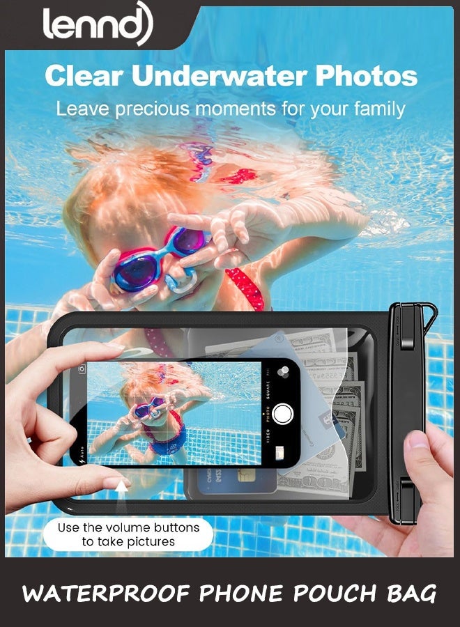 LENND [Up to 25cm] Large Waterproof Phone Pouch Bag - 2 Pack IPX8 Waterproof Phone Case for iPhone 17 16 15 Pro Max Galaxy S25 S24 Ultra, Touchscreen & Underwater Photography, Beach Cruise Travel Essentials - Image 4